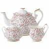 Waterford Rose Confetti 3pc Teapot Sugar Cream Vintage Set Home