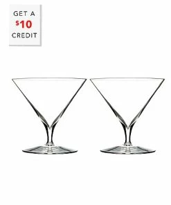 Waterford Set Of 2 Elegance Martini Glasses With $10 Credit Home