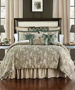 Waterford Anora Brass/Jade Reversible 4pc Comforter Set Home