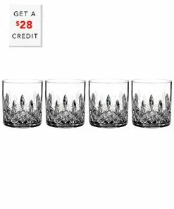 Waterford Lismore Connoisseur Straight Sided Tumbler 7oz Set Of 4 With $28 Credit Home