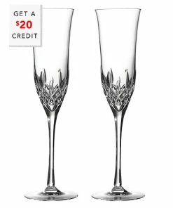 Waterford Lismore Set Of Two 8oz Essence Flute With $20 Credit Home