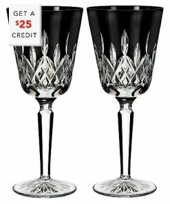 Waterford Lismore Black Goblet 10oz Set Of 2 With $25 Credit Home