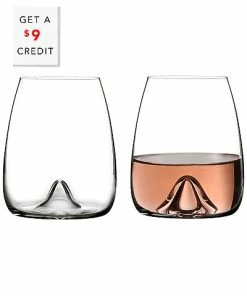 Waterford Set Of 2 Elegance Stemless Wine Glasses With $9 Credit Home