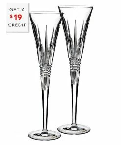 Waterford Lismore Set Of 2 Diamond Toasting Flutes With $19 Credit Home