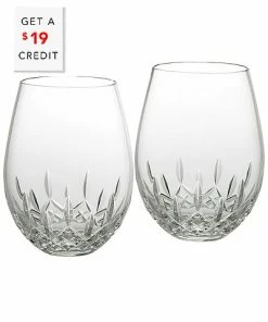 Waterford Lismore Nouveau Stemless Deep Red Wine Glasses With $19 Credit Home